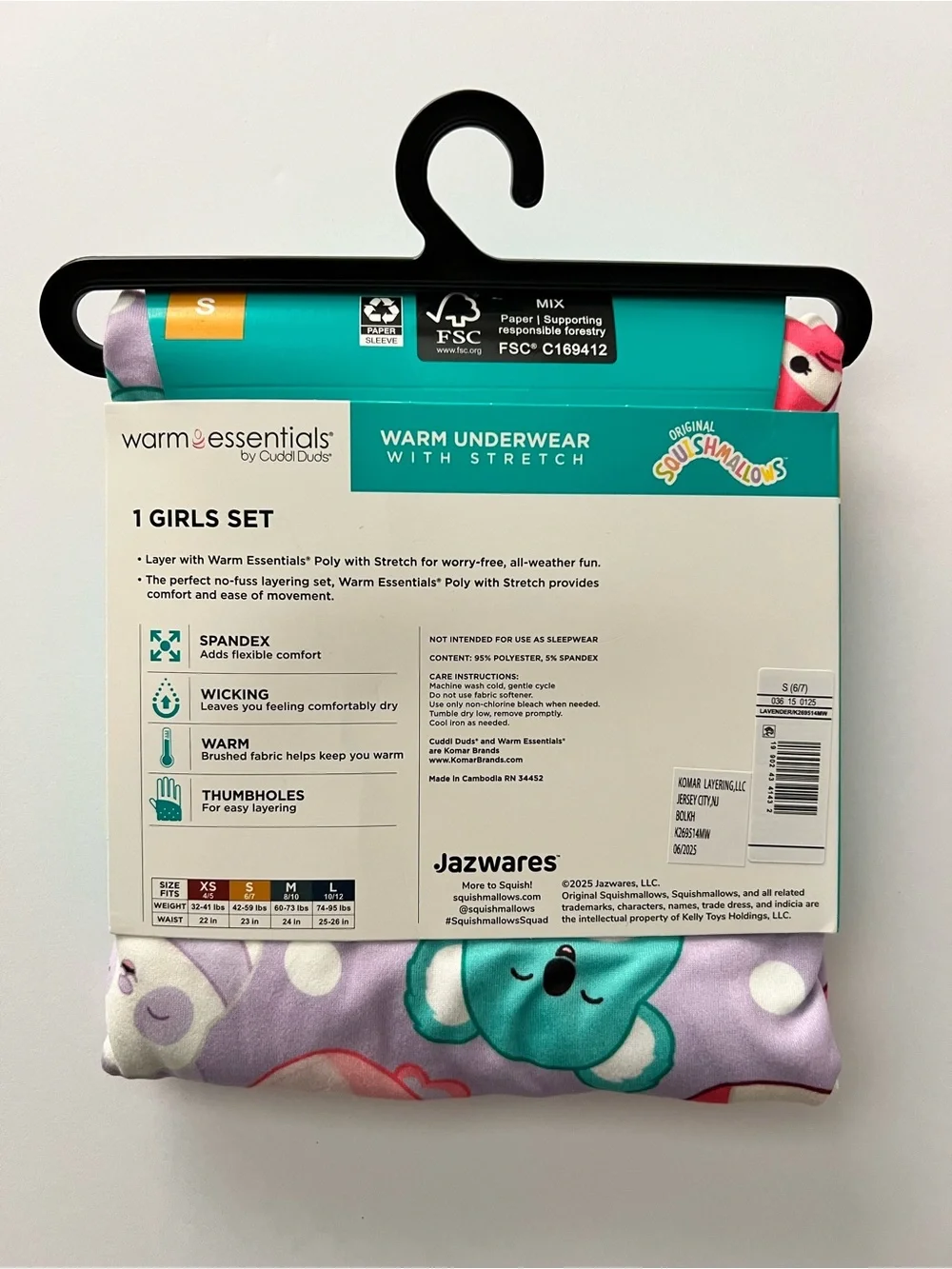 Warm Essentials by Cuddl Duds Girls Squishmallows Pajama Set - Thermal Set - Picture 2 of 5
